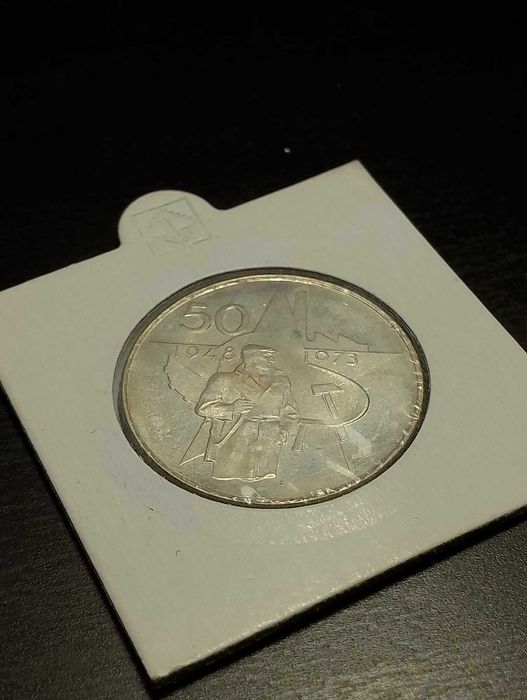 50 крони 1973,Чехословакия - Победа на комунистическата партия СРЕБРО