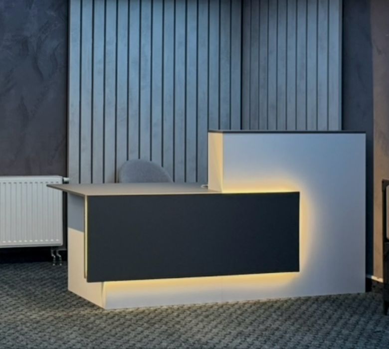 Mobilier birou modern – Recepție cu LED + Dulap – Separat sau la pachet