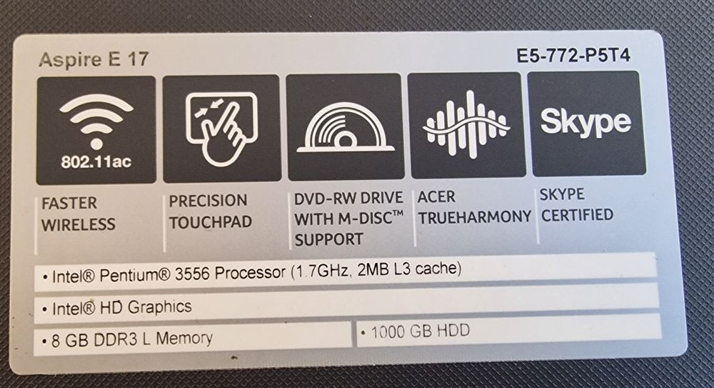 Laptop acer aspire E17