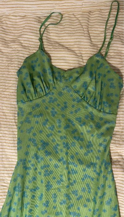Rochie Midi Koton Verde Praz cu Imprimeu Floral Albastru – Ca Nouă (Purtată o dată)