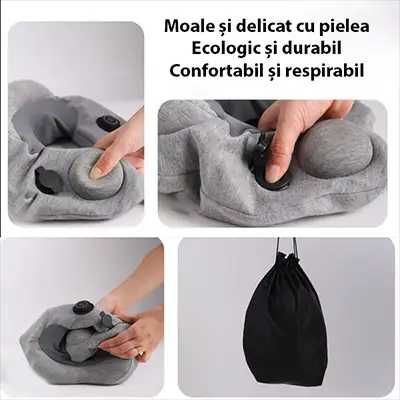 Pernă masaj gât portabilă gonflabilă reîncărcabilă USB ergonomică