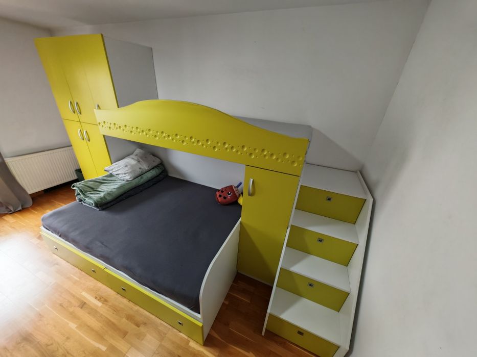 Set mobila MDF (2 paturi, dulap, spatii depozitare)