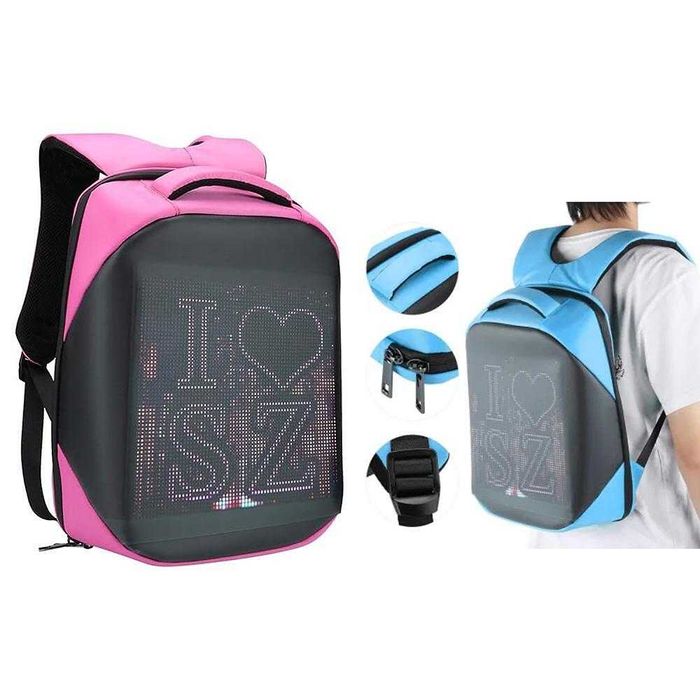 4D LED Раница с дисплей, Водоустойчива Светеща раница APP контрол