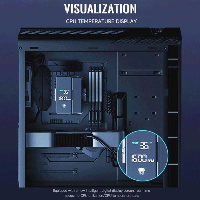 Cooler CPU Aer TZMRIT KF420 DGT ARGB cu afișaj de temperatură, pentru Intel LGA 1700/1200/115X/1851/1366/2011, pentru AMD AM4/AM5 (KF401)
