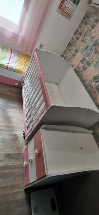 Трансформираща бебешка кошара Бял/Розов