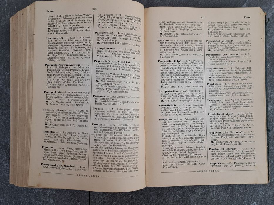 GEHES CODEX -Dictionarul  farmacistului  - 1937 Dresda /De