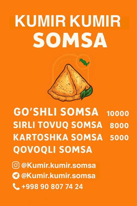 Zakas Somsa qilib beramiz yeg’inlarga bizda xamir ham bor.