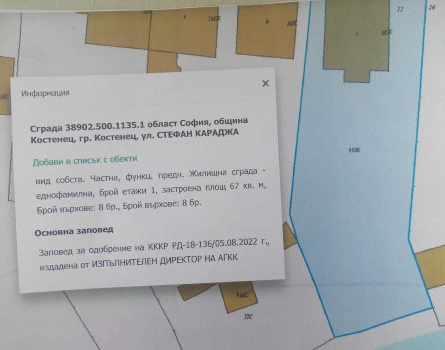 Къща с двор в центъра на  гр. Костенец