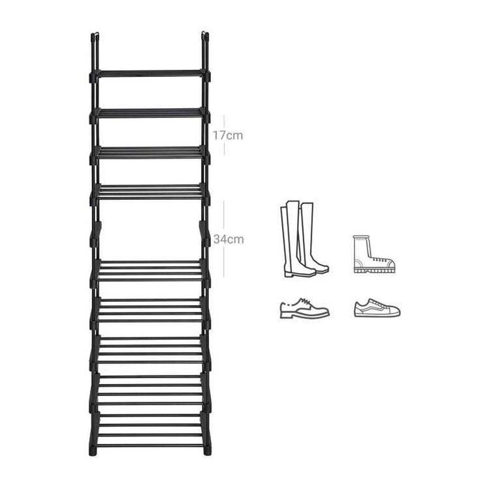 SONGMICS Голяма стойка за обувки с 10 рафта, метален 45 x 30 x 174 см
