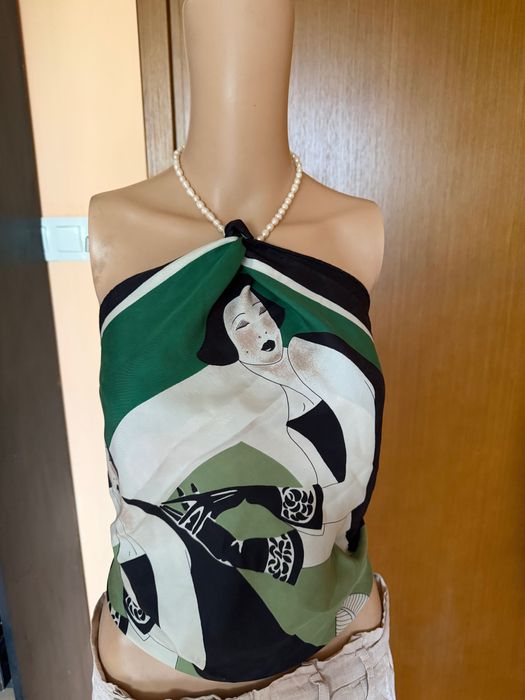 Копринен винтидж шал с уникален десен