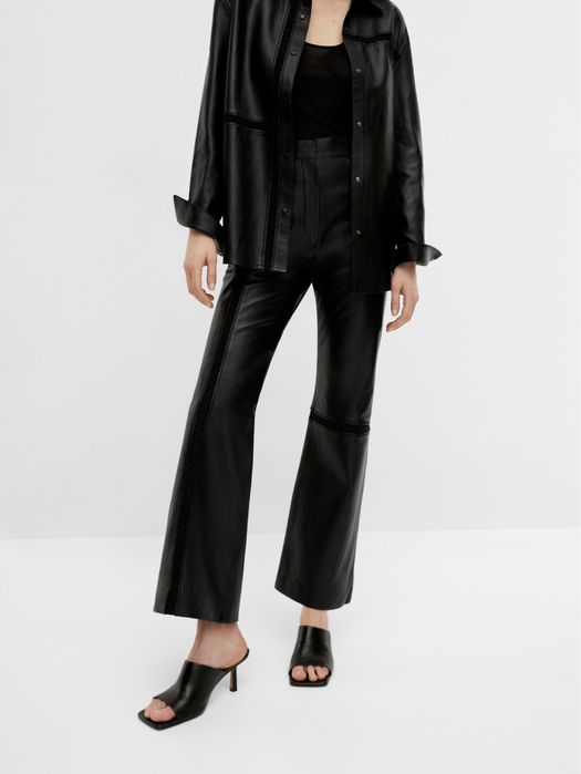 Pantaloni din piele Massimo Dutti