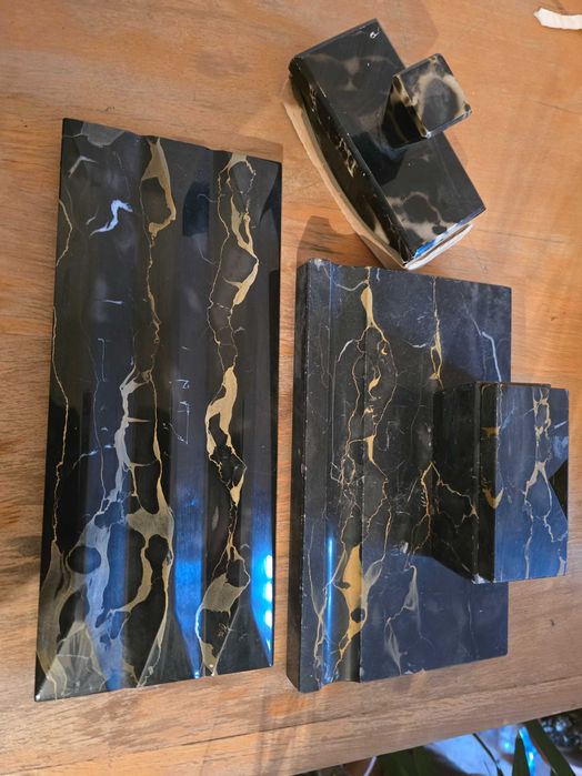 Set birou ART DECO marmura neagra cu auriu EGZ (Ernst Georg Z