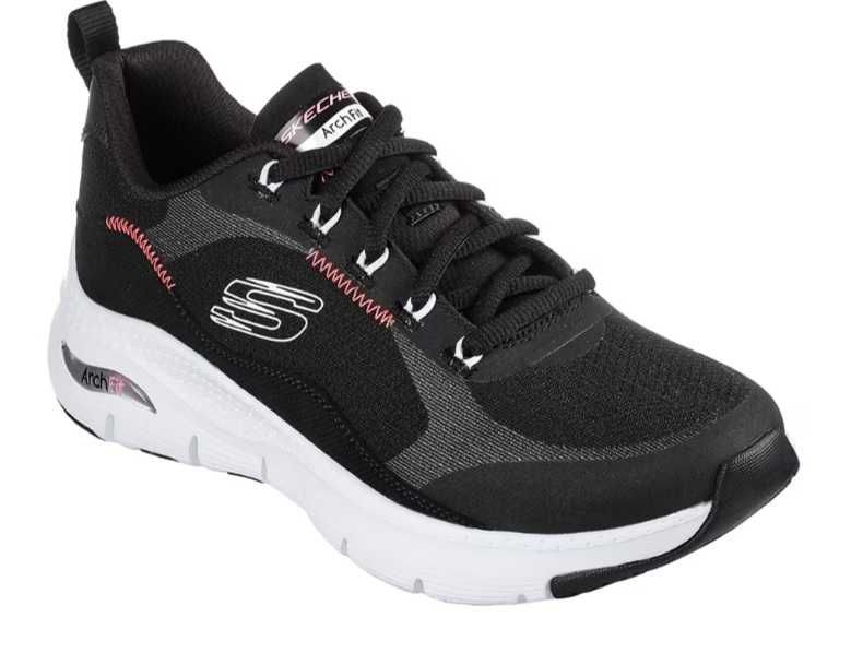 Skechers, Pantofi sport Arch Fit, Alb, Negru, 38