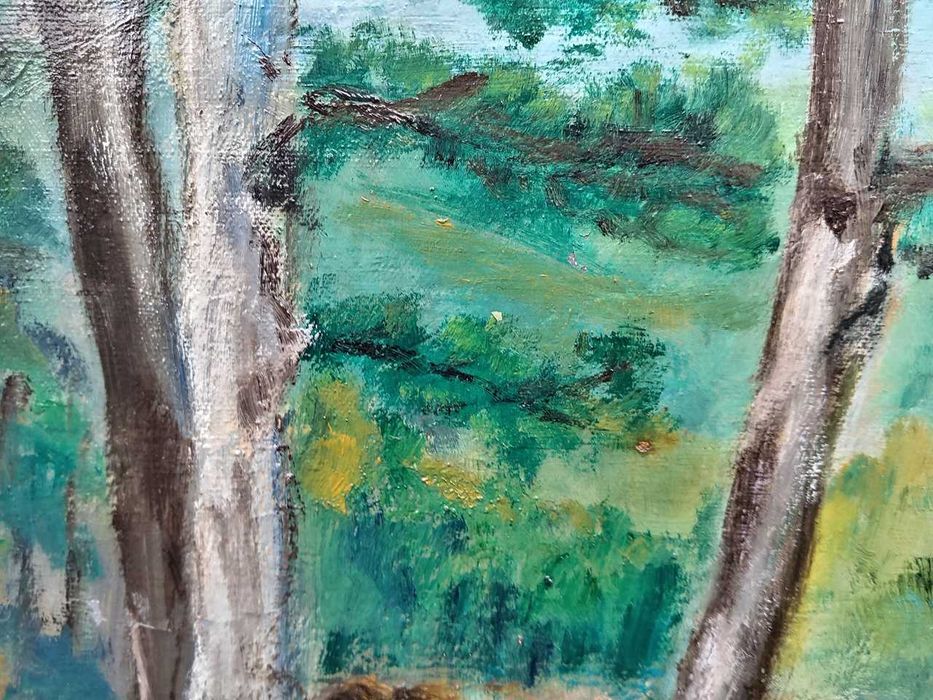 Tablou vechi - lac de munte - semnat Ghiata D