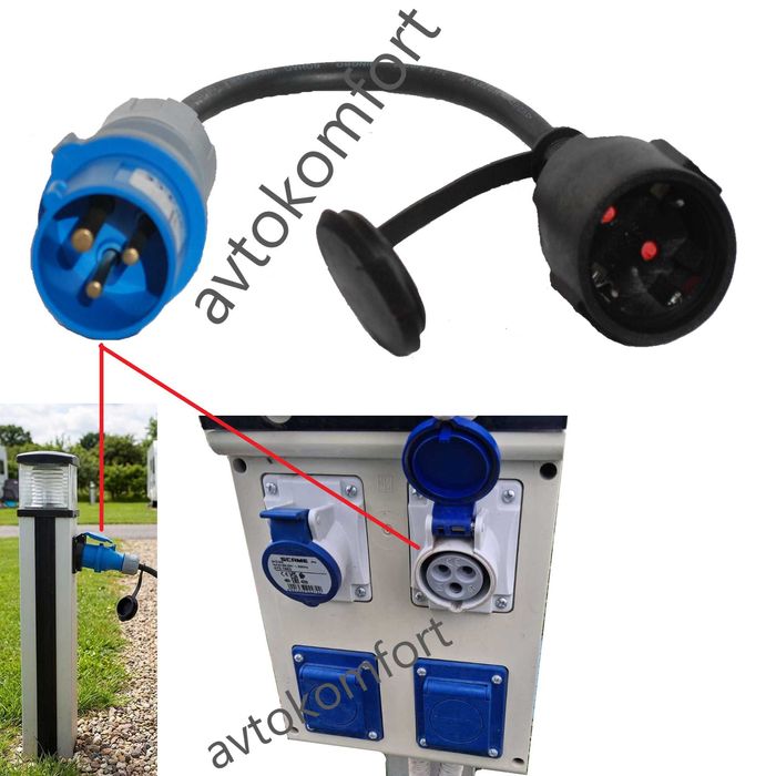 220V-250V Захранващ Щепсел Кабел За Каравана Кемпер Конектор Адаптер