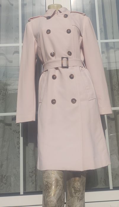 Trench Pardesiu  primavara H&M Roz pastel pudra M Midi