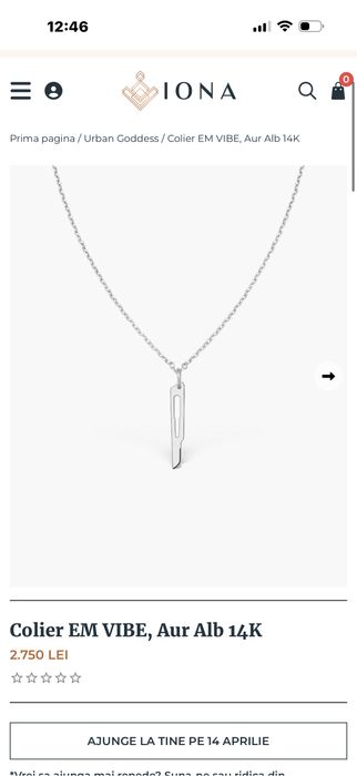 Colier cu pandantiv bisturiu, aur alb 14 k