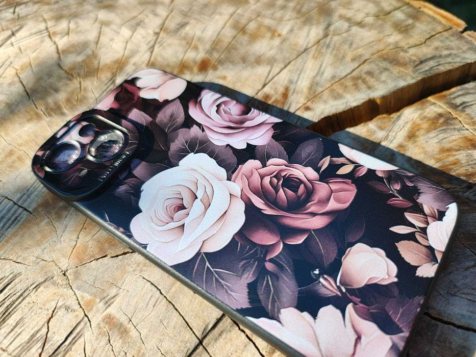 Husa iPhone Violet Purple/Negru/Imprimare Florala