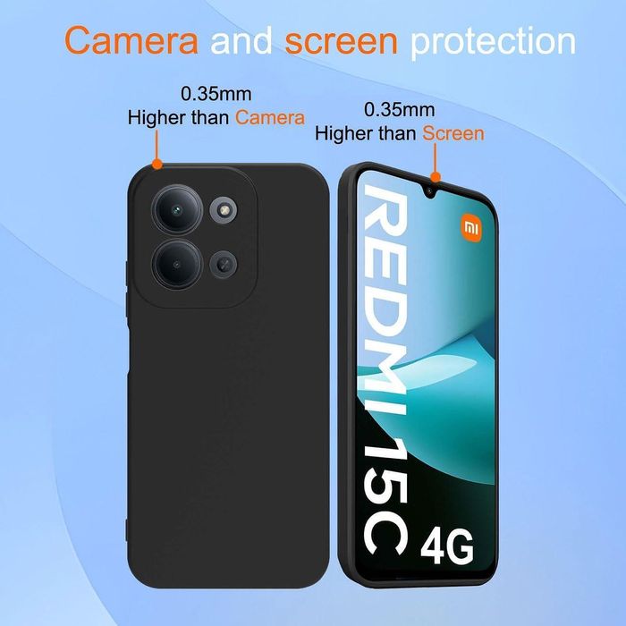 Матов силиконов кейс за xiaomi redmi 15c - черен