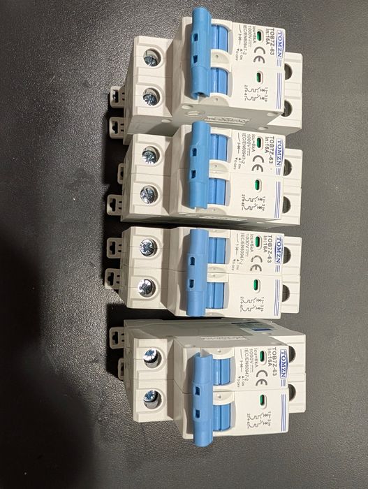 4 броя TOMZN TOB7Z-63 2P DC 1000V Solar Mini Circuit Breaker 16A