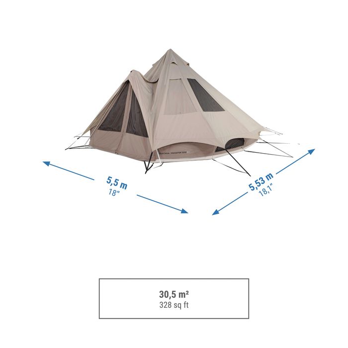 Cort de camping 5 locuri 2 camere, Tepee - produs resigilat Decathlon
