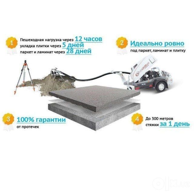 Механизированная стяжка пола и во дворе