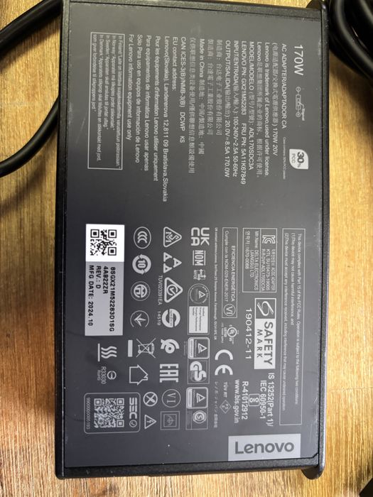 Incarcator+adaptor laptop LENOVO P1 Gen 7, nefolosit