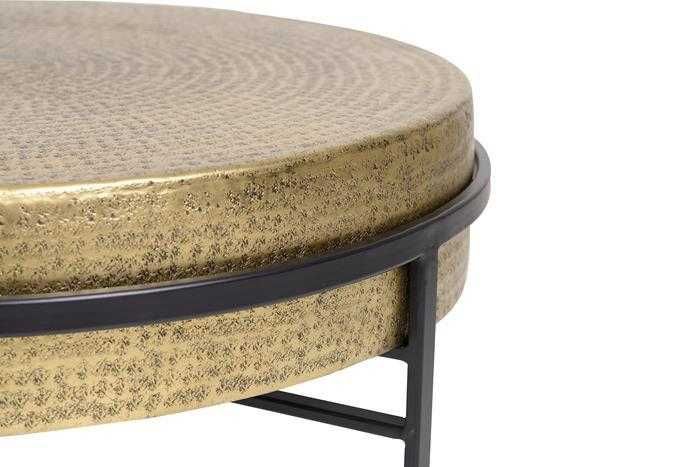 Masa de cafea cu capac din bronz, baza metalica neagra