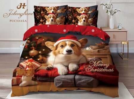 Lenjerie De Pat Bumbac Tip Finet Model Craciun