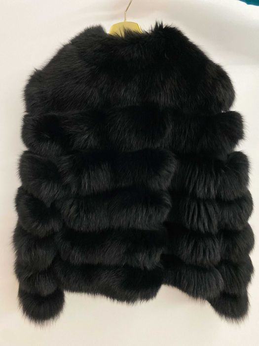 Haina de blana naturala de vulpe polara neagra