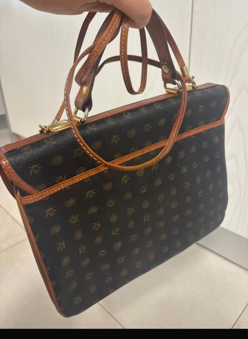 Geantă vintage Kenzia Monogram Satchel, piele, Made in Italy
