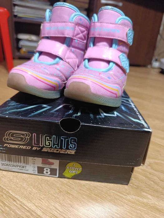 Ghete Skechers roz, Illumi-Brights marimea 24