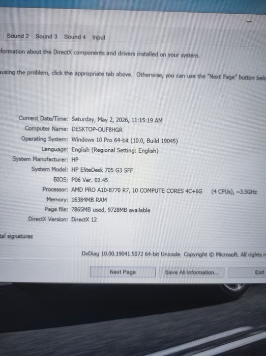 Pc Hp 705 G3 SFF cu A10 8770 și Ddr4