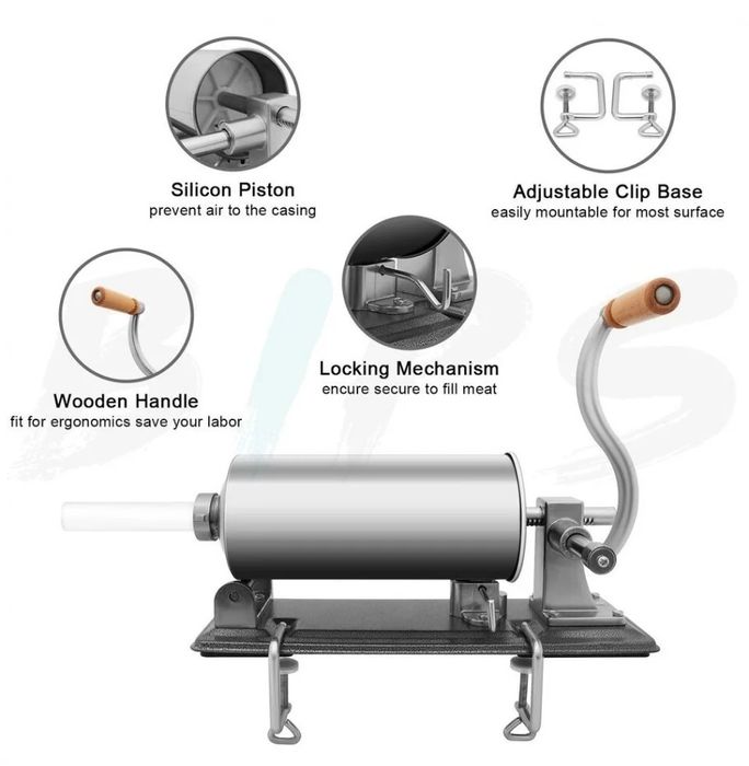 Пълначка за Месо Наденички Кайма Хоризонтална 4 литра с Дървен и Метал