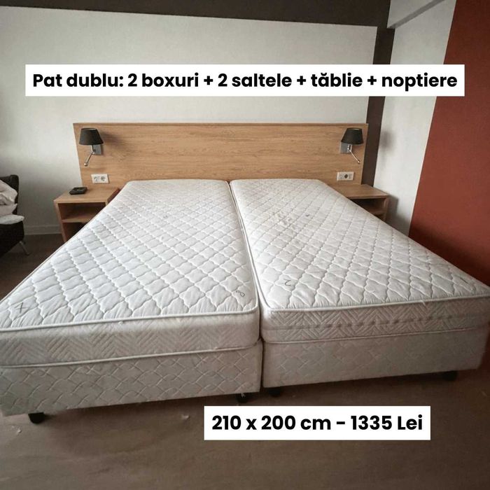 Pat Dublu Matrimonial cu Saltea - Box Spring Import Olanda - 160/180/200 cm