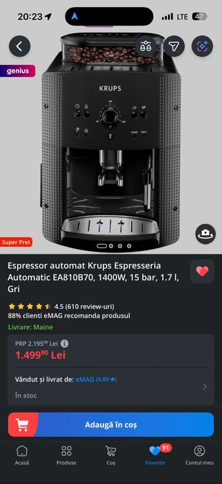 Esspresor automat Krups Espresseria EA8105