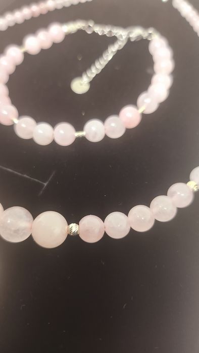 Set bratara si colier argint si cuart roz