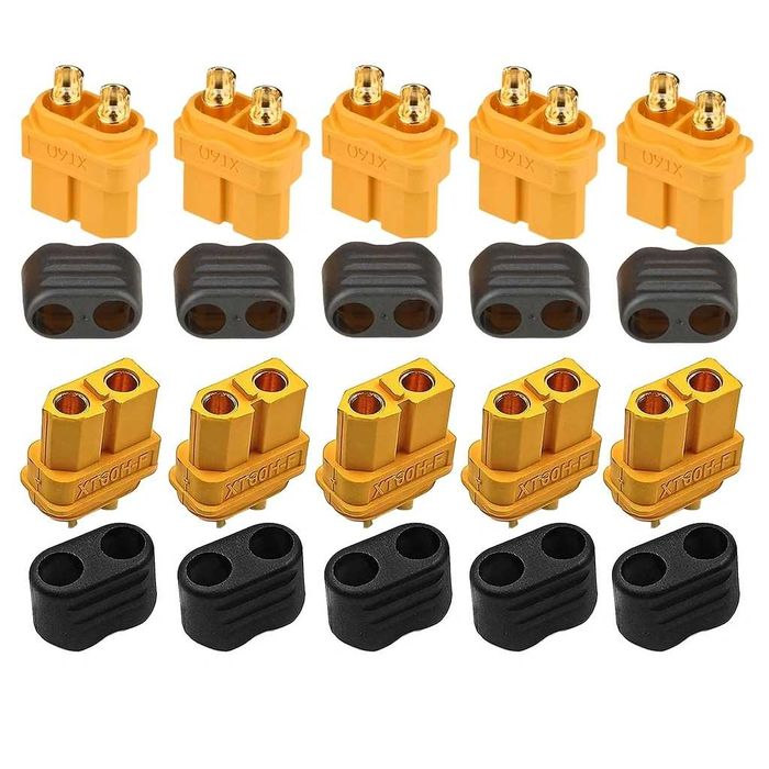 Conector XT60 – Set 5 bucăți mamă + tată, mufe conectori pentru baterii Li-Ion, LiPo și LiFePO4
