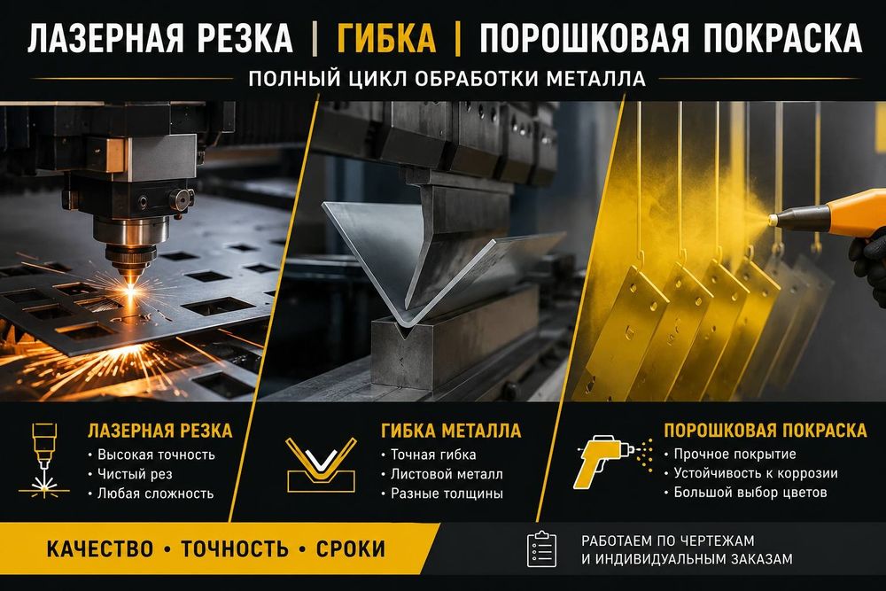 Услуги по лазерной резки, гибки металла и порошковой покраски.
Описа