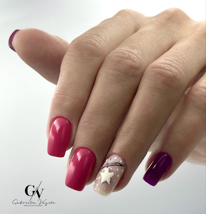 Unghii cu gel , manichiura semipermanenta, pictura personalizata