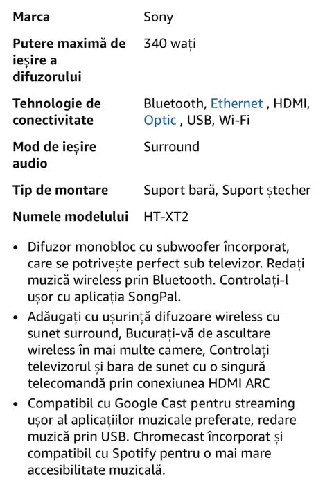 Soundbar Sony HT XT 2 Preț FIX