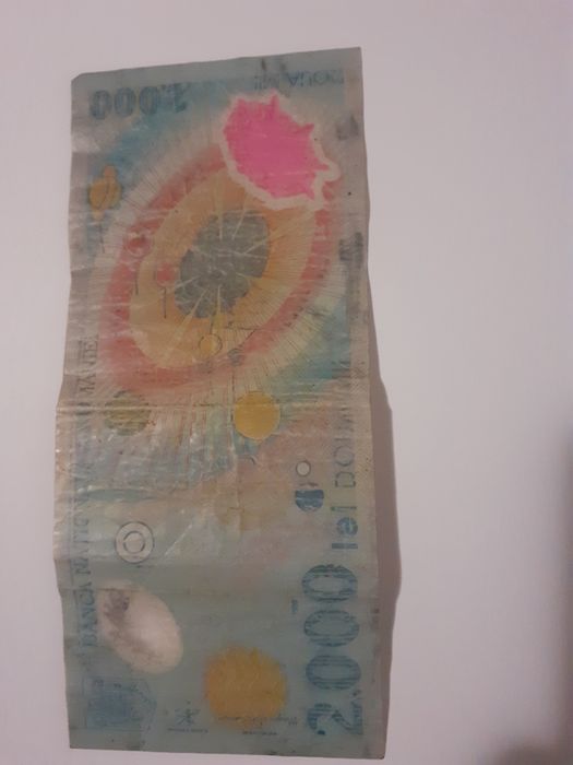 Bancnota de 2000 de lei originală- Eclipsa de soare 1999