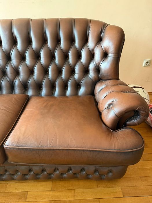 Винтидж кожен диван от истинска кожа
