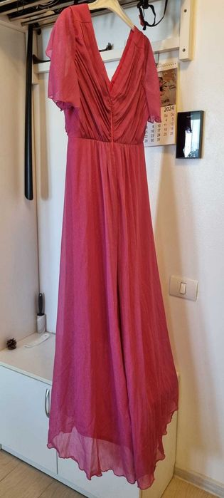 Rochie din voal cu sclipici roz asimetrica in clos-Artista,Starshiners