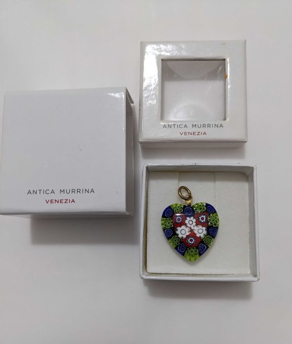 Pandantiv Inimă Antica Murrina Venezia din sticlă de Murano - Nou
