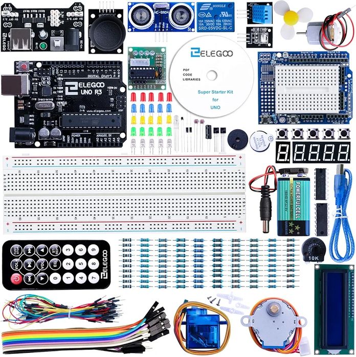 Nou,sigilat kit Arduino uno R3 cu senzori și telecomanda