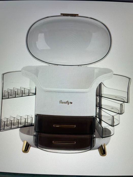 Organizator cosmetice cu capac | mare, elegant, compartimente | cadou perfect | nou
