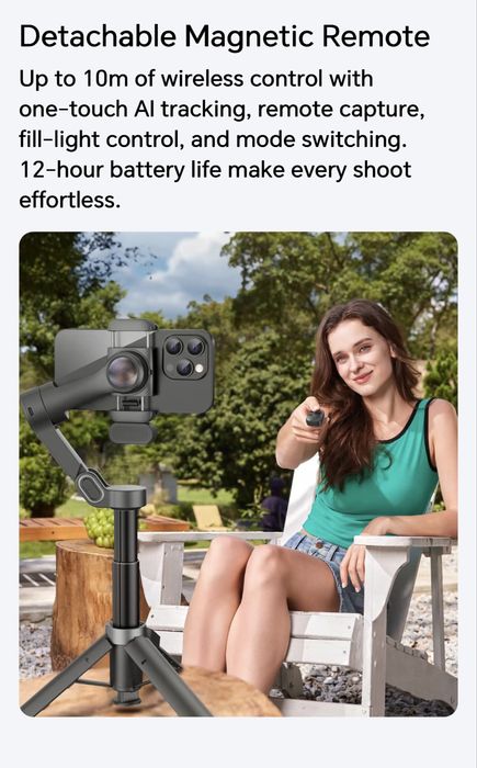 Stabilizator Pro cu AI pentru telefon - gimbal Aochuan Smart X3/360°