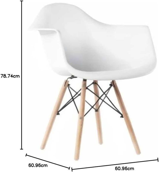 Комплект от 4 трапезни стола, Модерен пластмасов, от средата на века