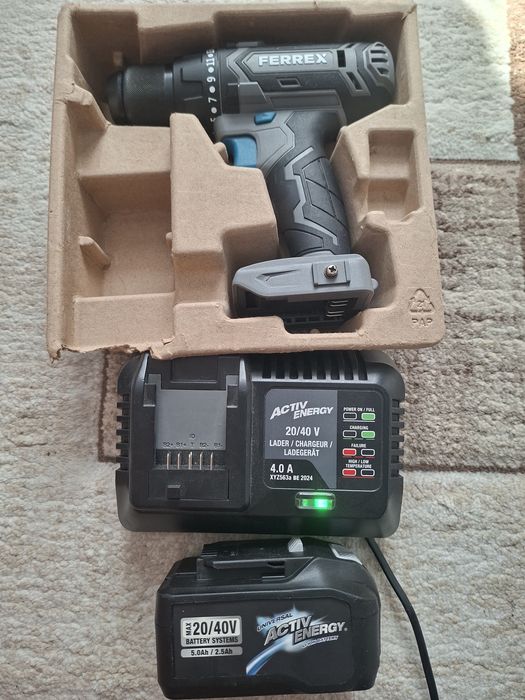 Bormasina FERREX 20V + Acumulator Mare 5Ah + Încărcător Rapid - NOI
